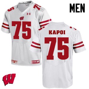 Men's Wisconsin Badgers NCAA #75 Micah Kapoi White Authentic Under Armour Stitched College Football Jersey KQ31M35VP